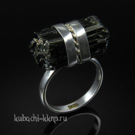 Серебряное кольцо в единственном экземпляре с натуральным морионом - к232