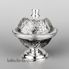 Серебряная икорница «Виноград» - ик017