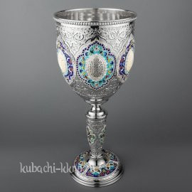 Авторский серебряный кубок с эмалью на 0,7л - кб018