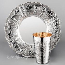 Серебряный стакан с блюдцем - ст067