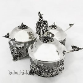 Набор для соли и перца из серебра 925  пробы (солонка) - с056