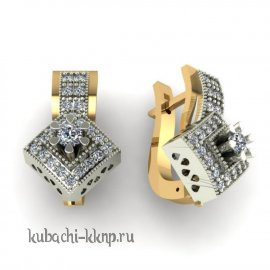Женские золотые серьги с фианитами 