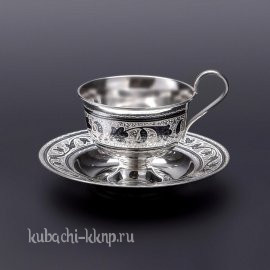Чайная пара серебряная Кубачи - чп00011