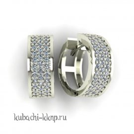 Серьги из белого золота с россыпью фианитов - 00005e