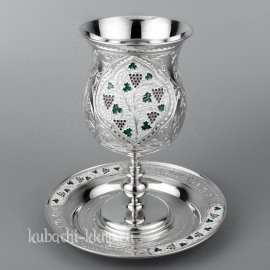 Серебряный бокал с блюдцем  - Ф128