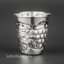Серебряная стопка с виноградным рисунком, 60 мл - стп0012