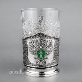 Серебряный  эксклюзивный подстаканник с гербом прокуратуры 