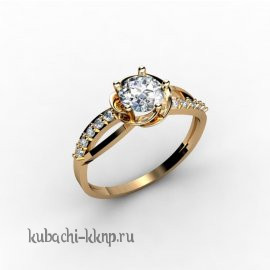 Нежное женское кольцо из золота с фианитами - 00040r