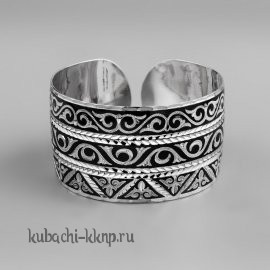 Серебряный женский браслет с этно орнаментом - БР108