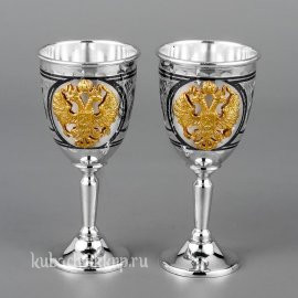 Набор серебряных рюмок с гербом - р072-2