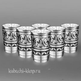 Набор из шести оригинальных серебряных стаканов - ст119-6