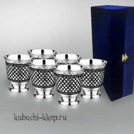 Набор  из шести серебряных стопок на 50 мл 