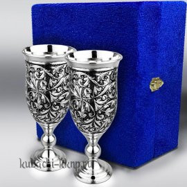 Набор авторских больших серебряных фужеров - ф117-2