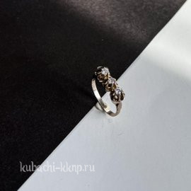 Серебряное кольцо тройной тюльпан с фианитами женское на каждый день - Ag-к39