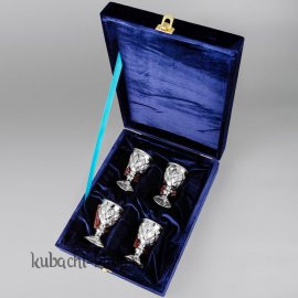 Набор серебряных рюмок «На четверых» - р041-4