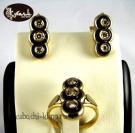 Комплект «Светофор с эмалью» и бриллиантами - К201