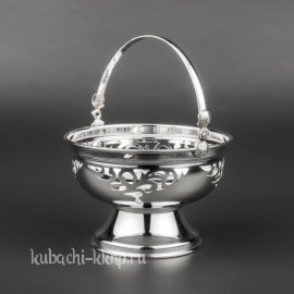 Серебряная корзинка «Резная» малая - кф080