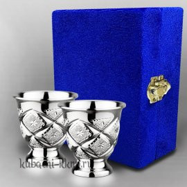 Набор из двух серебряных стопок с лазерной гравировкой - стп039-2