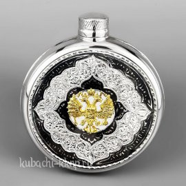 Серебряная фляга с гербом России - фл023