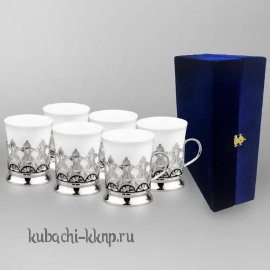 Набор серебряных подстаканников для кофе 