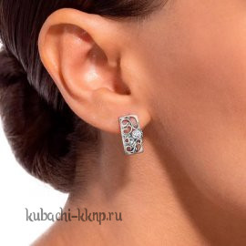 Серьги серебряные сердце ажурные - яс16