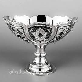 Серебряная конфетница на ножке - кф00059