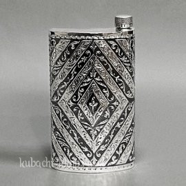 Фляга из серебра с ромбовидным орнаментом, 230мл - фл083