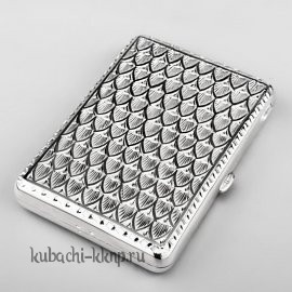 Портсигар из серебра с чешуйчатым орнаментом - пдс048