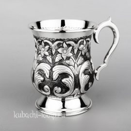 Большая красивая серебряная кружка «Узор» - кр096