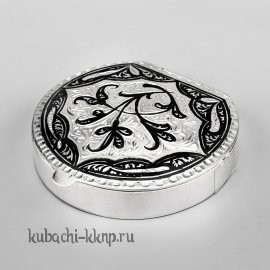 Серебряная таблетница с гравировкой и чернением - ТАБ01