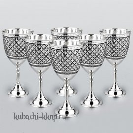 Набор из шести больших серебряных бокалов для вина 