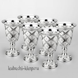 Набор из шести серебряных бокалов для вина 