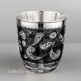 Серебряный стакан с чернением Кубачи, 210 мл - ст105