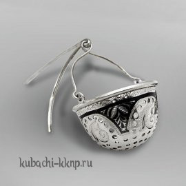 Серебряное ситечко для чая с гравировкой - СИТ04