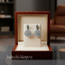 Серьги из серебра с фианитами Кубачи - с960