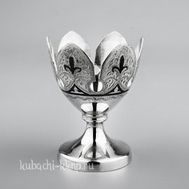 Серебряная пашотница (Подставка под яйцо) на низкой ножке - ПШ029