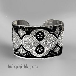 Серебряный широкий браслет кубачи 