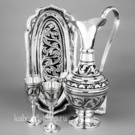 Серебряный набор для водки, 450 мл и 50 мл - вс10