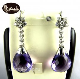 Серьги «Капля» с аметистами. - к199