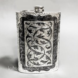 Серебряная фляга производства кубачинских мастеров, 240мл - фл096