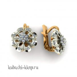 Золотые серьги из белого золота с фианитами - 00087e