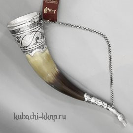 Рог с серебряными вставками - РОГ021