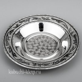 Серебряное блюдце с традиционным кубачинским узором - БЛ029