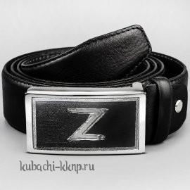 Мужской ремень с серебряной пряжкой 