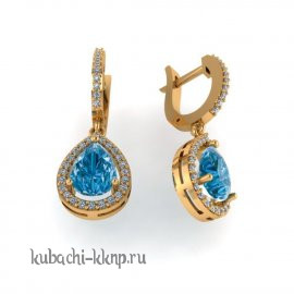 Серьги золотые с фианитами 