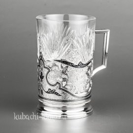 Классический кубачинский подстаканник из серебра, 230 мл - пд007