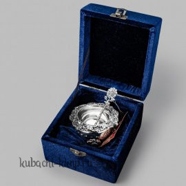 Серебряная солонка с ложкой 