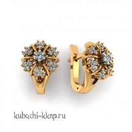 Золотые женские серьги с фианитами - G01