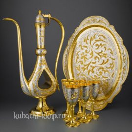 Серебряный сервиз для коньяка  «Сердечный» - вн009