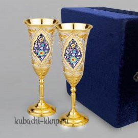 Набор из 2-х серебряных Фужеров для шампанского или вина - ф093-2